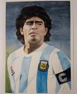 Robaron un retrato en acuarela de Diego Armando Maradona en Mar del Plata