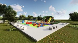 Buen avance de la obra del playón multifuncional en Parque Camet