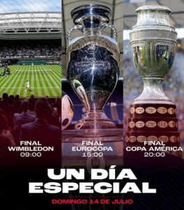 El próximo 14 de julio serán las finales de Eurocopa, Copa América y Wimbledon
