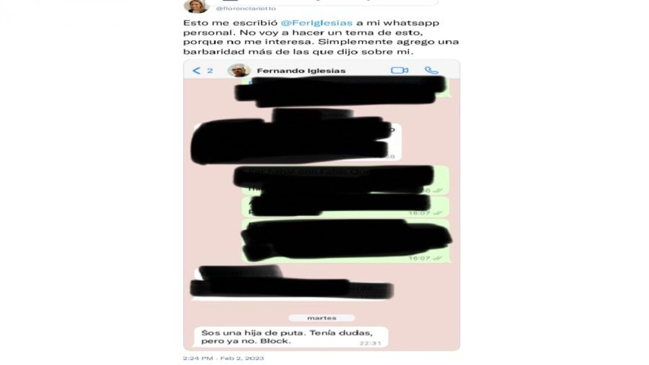 Florencia Arietto reveló los insultos que Fernando Iglesias le hizo por privado 1 20230103-florencia-arietto-publico-insultos-de-fernando-iglesias-contra-ella-1502955_1.jpg