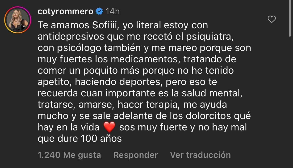 Coti Romero confesó estar tomando antidepresivos tras su separación del Conejo 1 descargo_coti_romero_instagram.jpg
