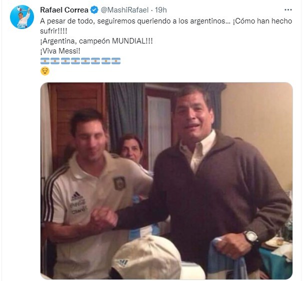 Políticos latinoamericanos felicitan a la Selección Argentina por el título en el Mundial Qatar 2022 7 rafael-correa-argentina-qatar-felicidades.jpg