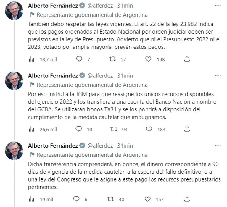 Coparticipación: Alberto Fernández anunció que le pagará con bonos a la Ciudad 1 tweet_alberto_fernandez.jpg